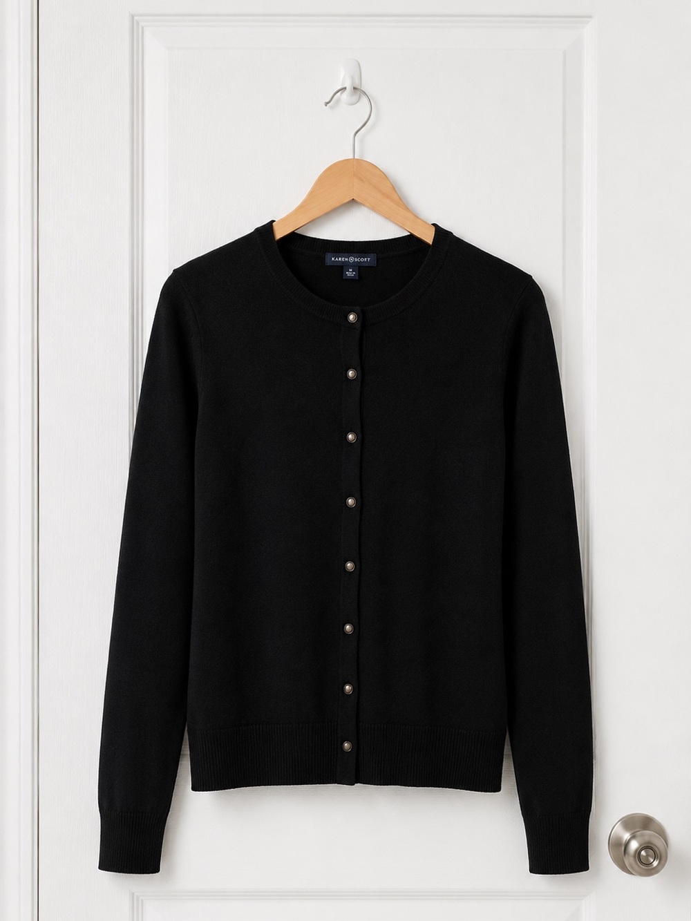 GAP Black Button-Front Crew Cardigan Sz M